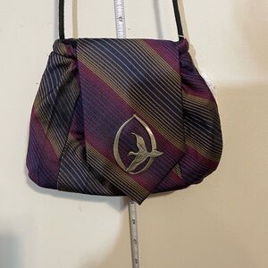 Purse made from man’s Tie purple brown with Eagle pin